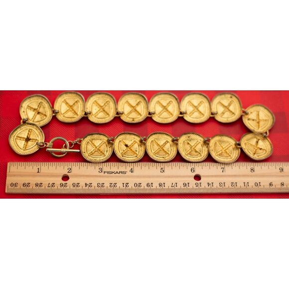 Vintage Mid Century Red and Gold Tone Choker Necklace 18 Inches - O11 - Picture 3 of 3